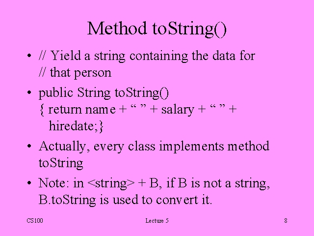 Method toString()