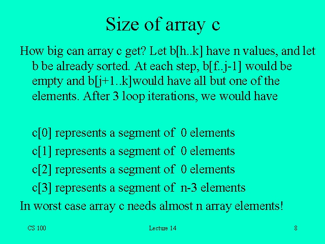 Size of array c