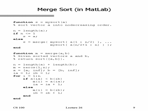 Merge Sort (in MatLab)